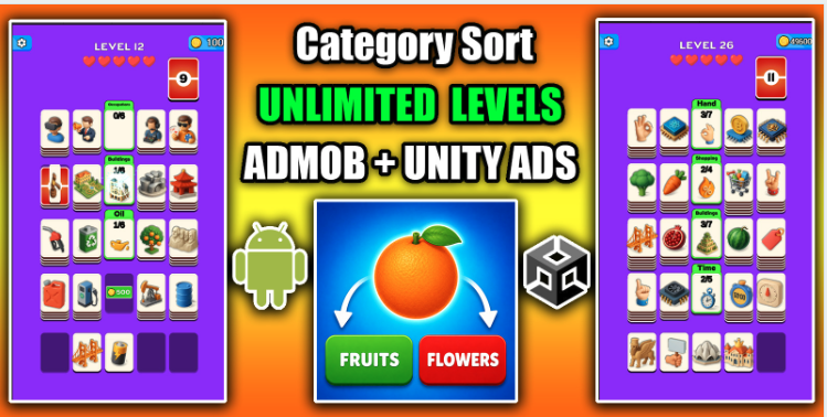 Category Sort Match Puzzle Game Unity Source Code source code