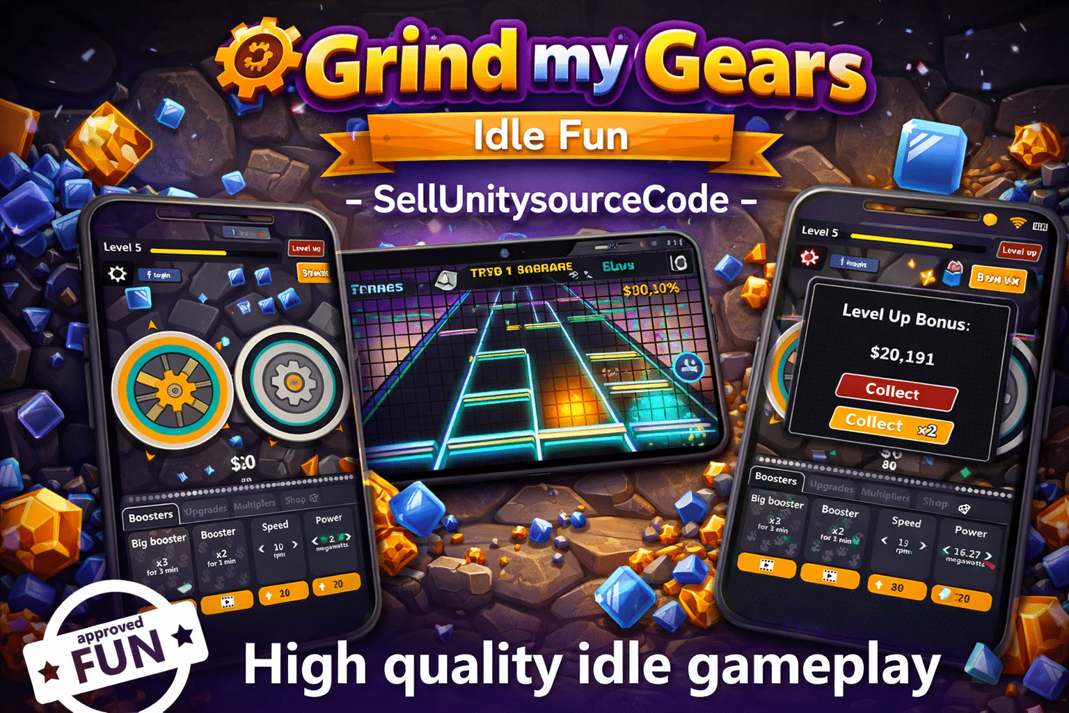 ⚙️ Grind my Gears - Idle Fun SellUnitySourceCode