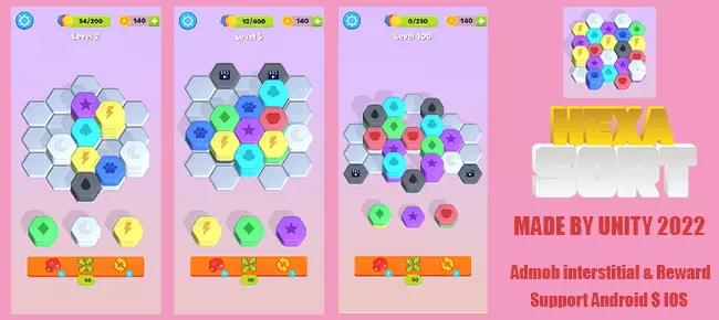 Hexa Sort Puzzle SellUnitySourceCode 