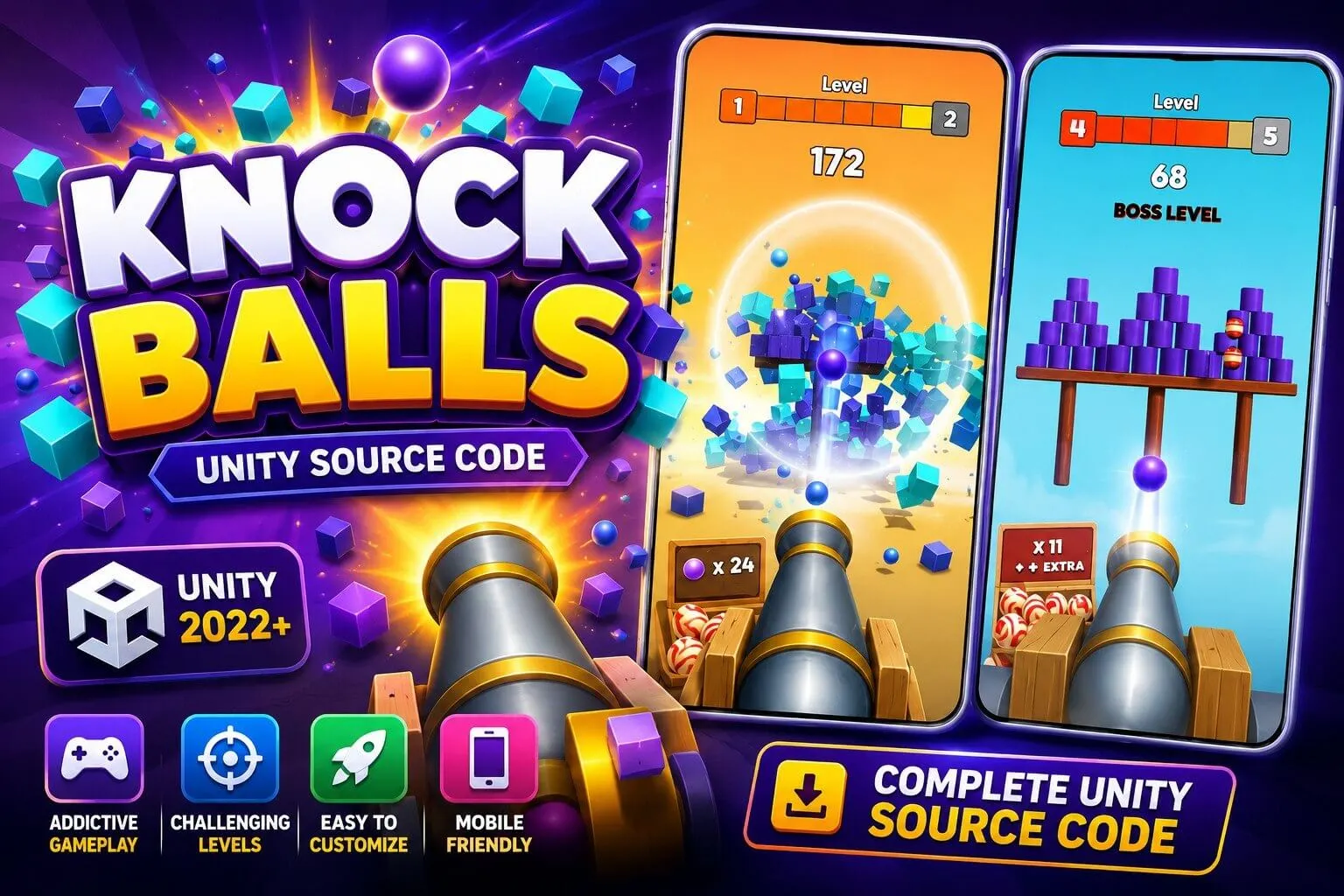 KNOCK BALLS Unity Source Code screenshot 2