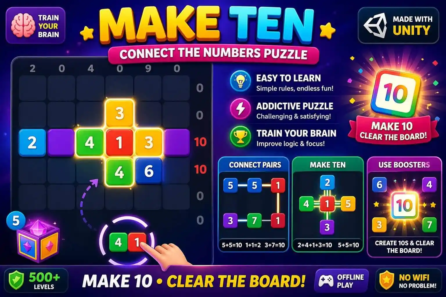 Make Ten – Connect the Numbers Puzzle Unity Source Code screenshot 7