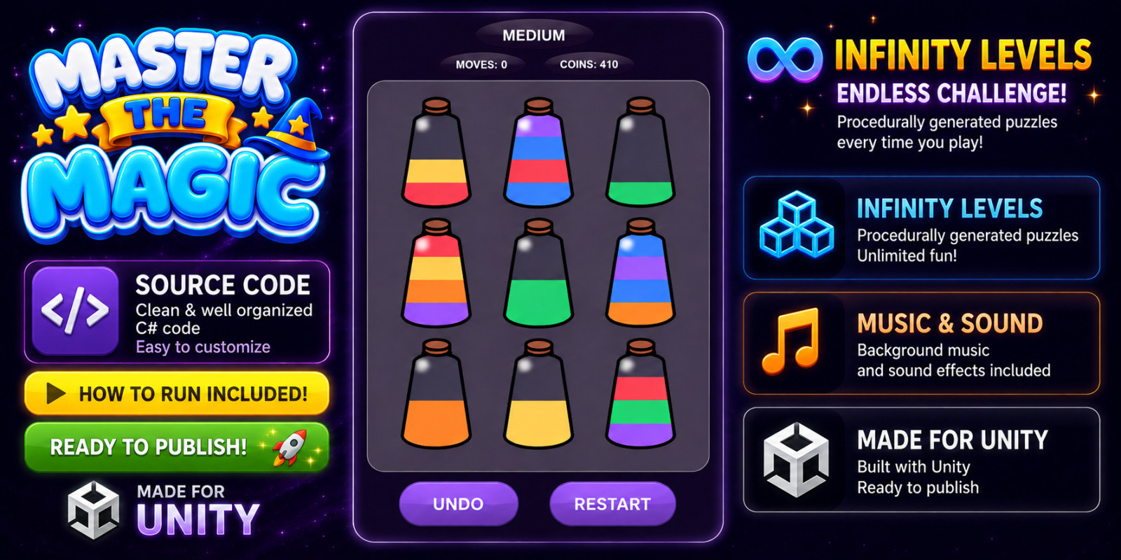 Master The Magic - Potion Sort Puzzle for Unity source code
