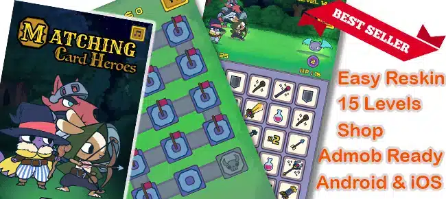 Matching Cards Hero Puzzle Game SellUnitySourceCode