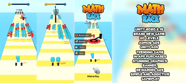 Math Race | Brand New Hypercasual Puzzle Game | SellUnitySourceCode