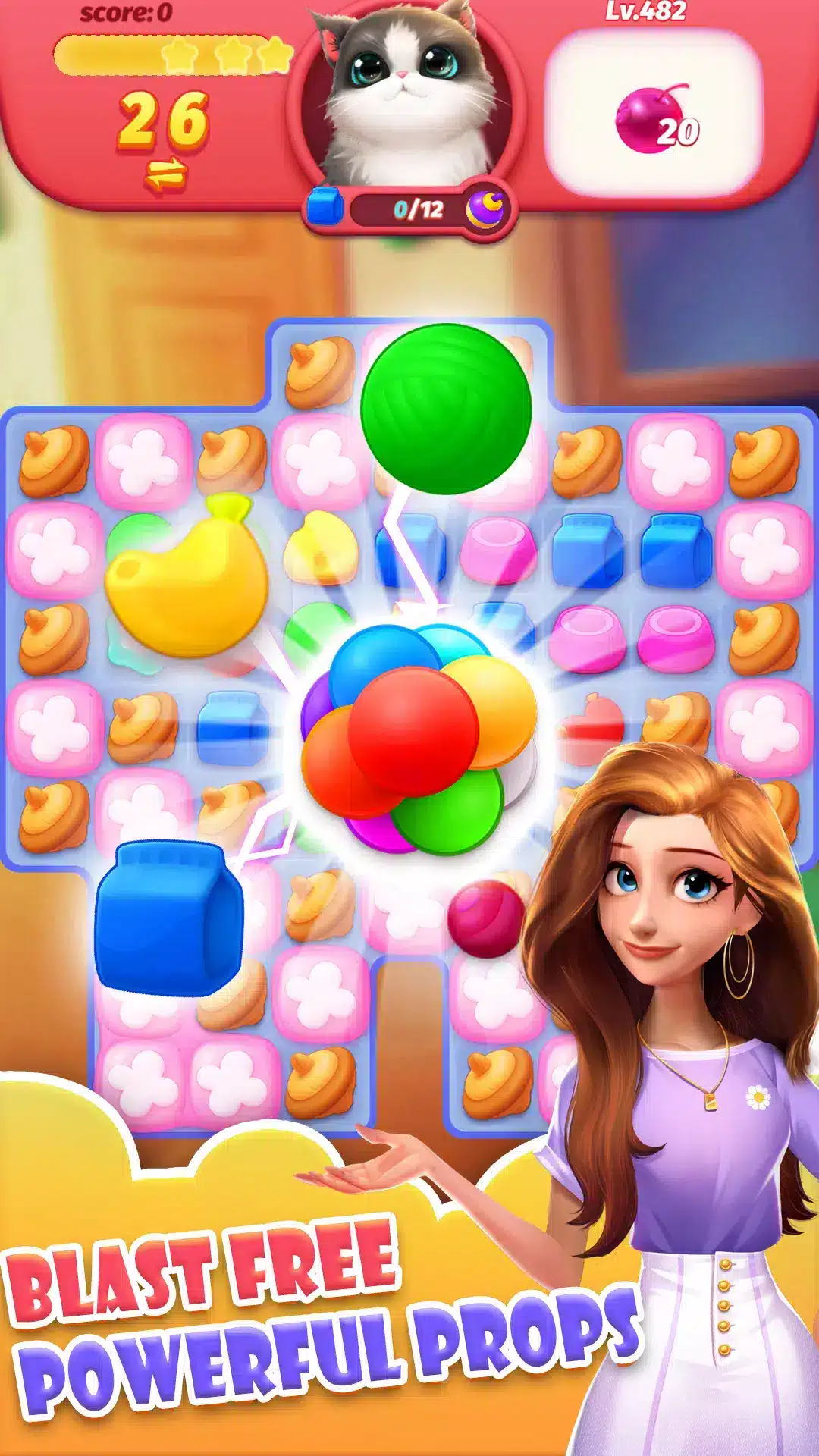 Meow Pop Blast - Match 3 Puzzle and Cat sellunitysourcecode screenshot 3