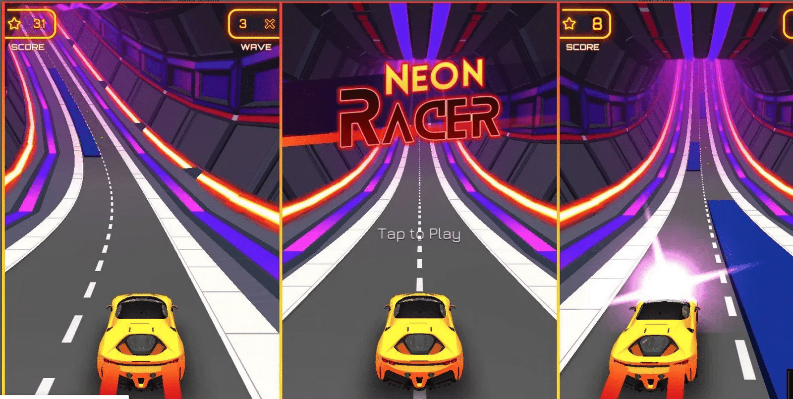 Neon Racer Exclusive Unity Game Template source code