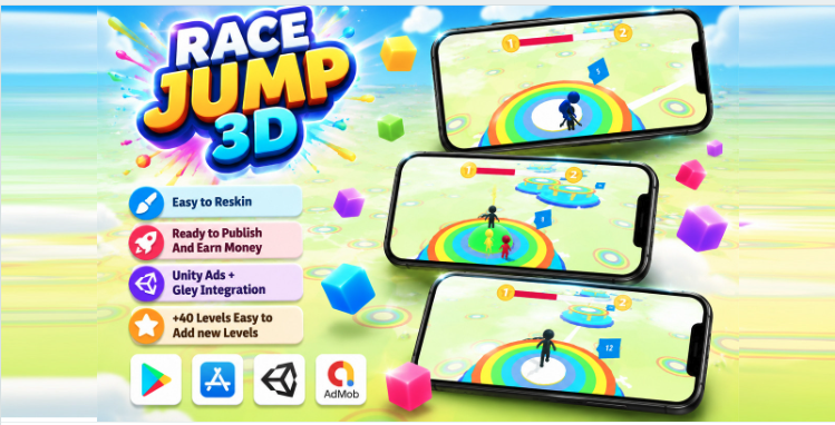 Race Jump 3D Unity Source Code – Endless Jump Racing Casual Game | SellUnitySourceCode.com source code