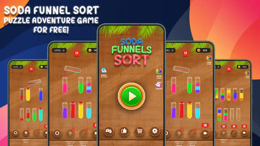 Soda Funnels Sort Puzzle Game SellUnitySourceCode