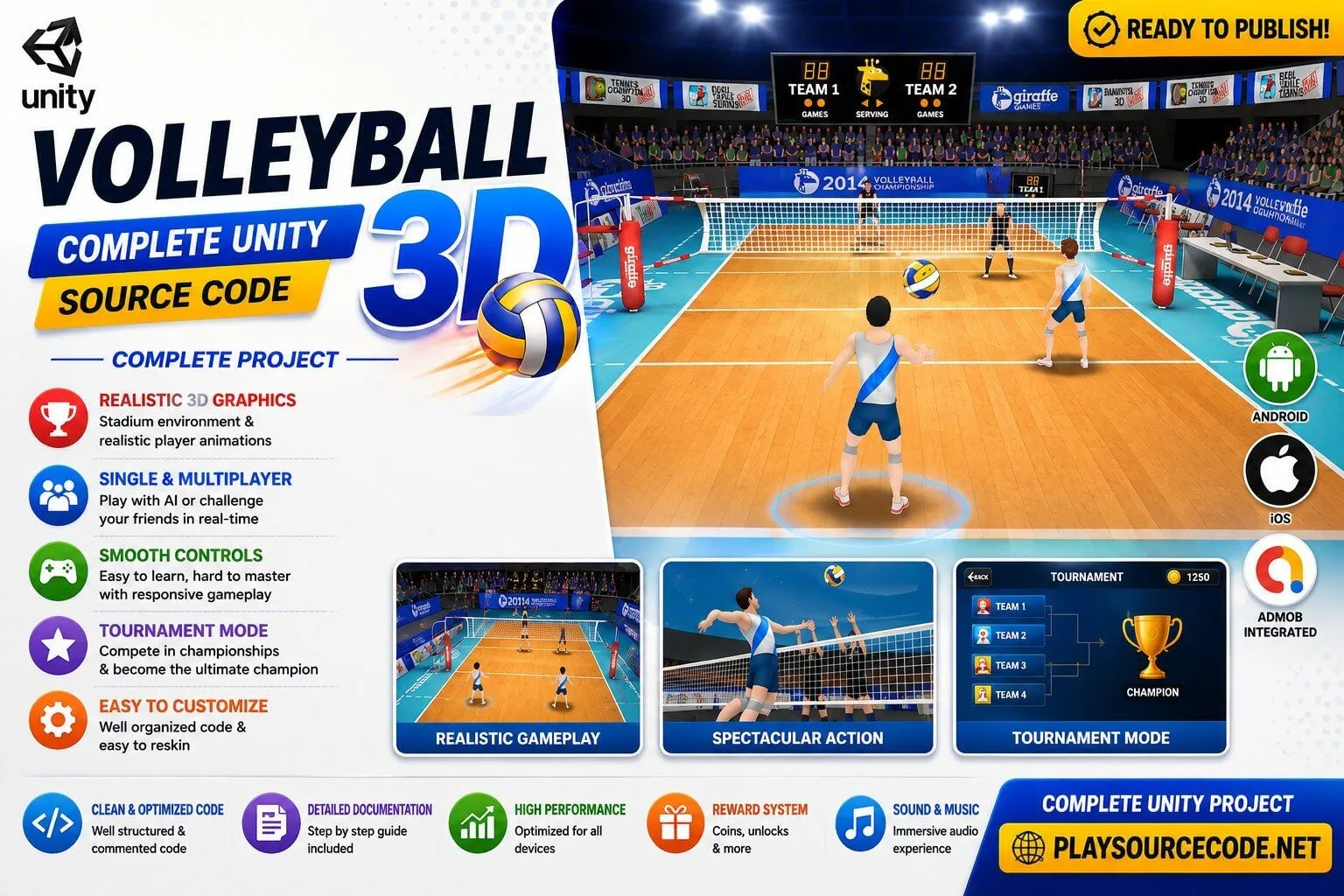 Volleyball 3D Multiplayer – Complete Unity Source Code screenshot 3