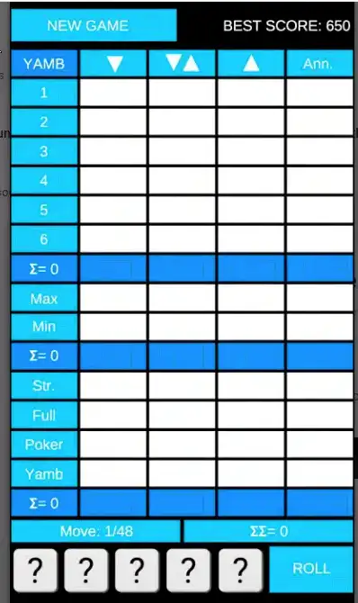 Yamb dice game – Unity source code screenshot 3